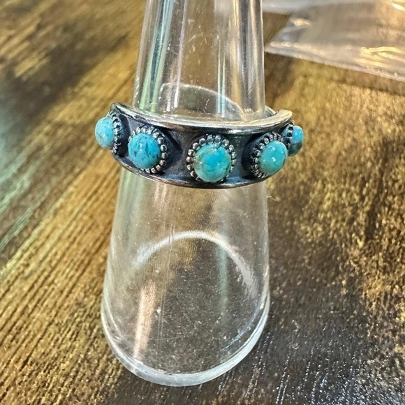 Boho Native American Turquoise Elegance Adjustable Sterling  Boho Native American Turquoise Elegance Adjustable Sterling Silver Ring Band, G